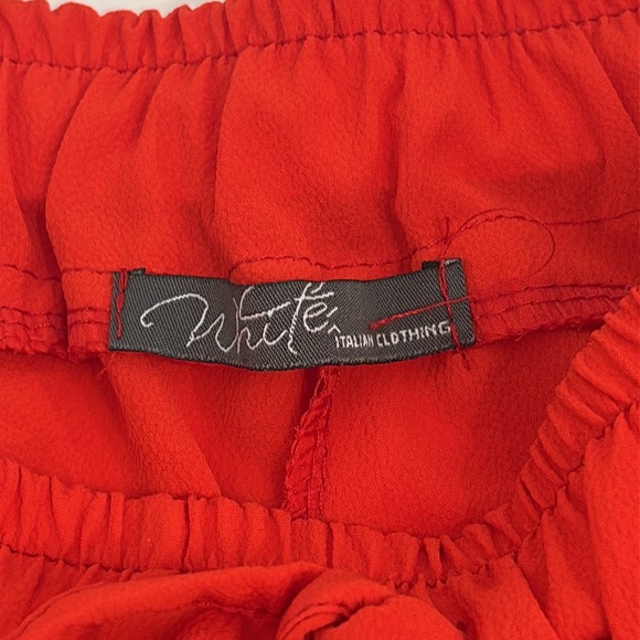 Vibrant Casual Short Italian red/orange drawstring waist crepe sheer classic - Picture 5 of 9